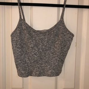 Gray ribbed crop top